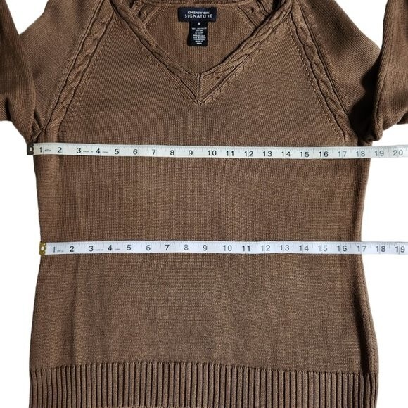 Jones New York Signature brown v neck sweater sz M - Picture 10 of 12